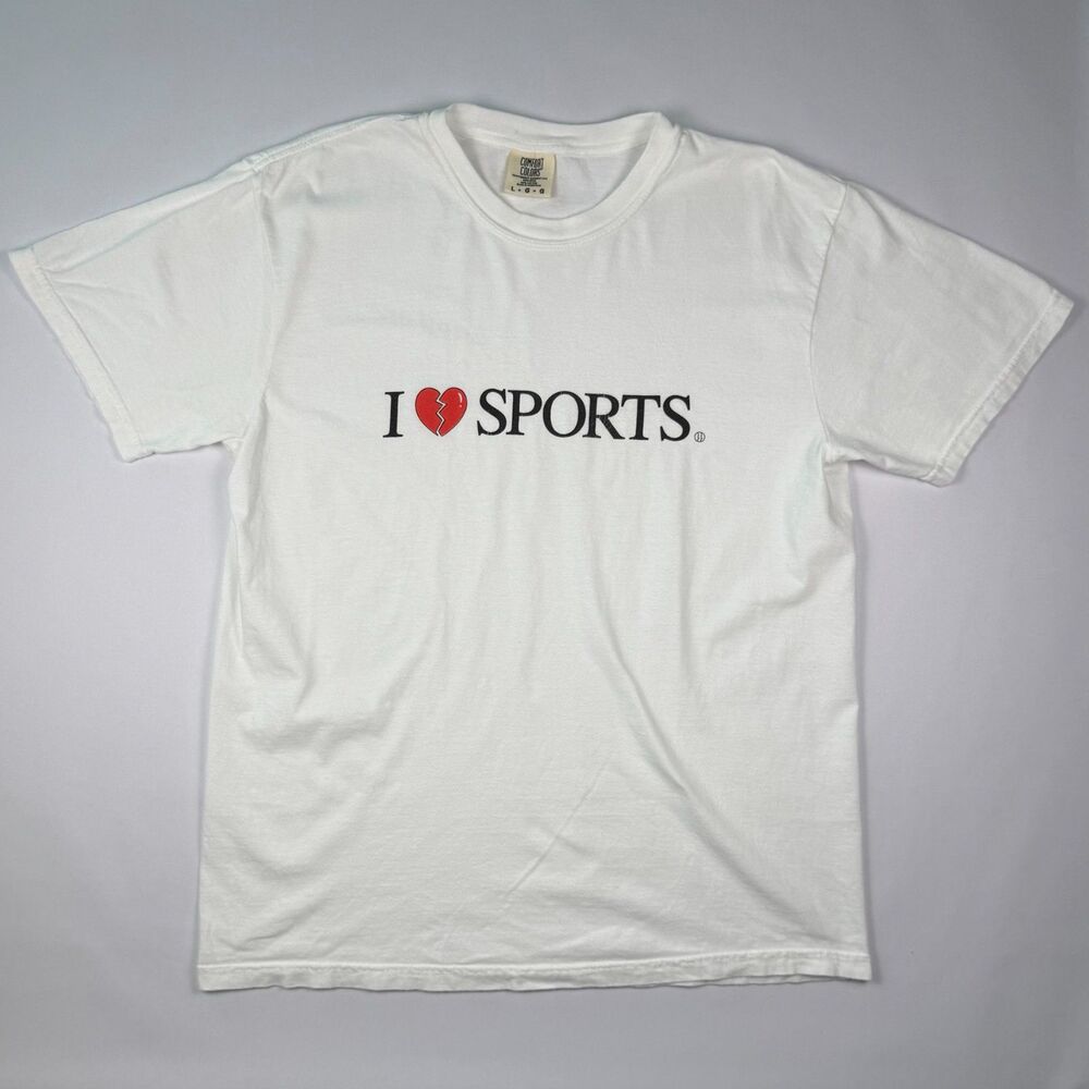 I Heart Sports Broken Heart Graphic Band T-Shirt Large White Tee Concert